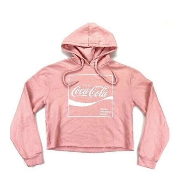 Coca Cola Pink boxy Crop Top  Y2k oversized top with hoodie - Picture 3 of 9